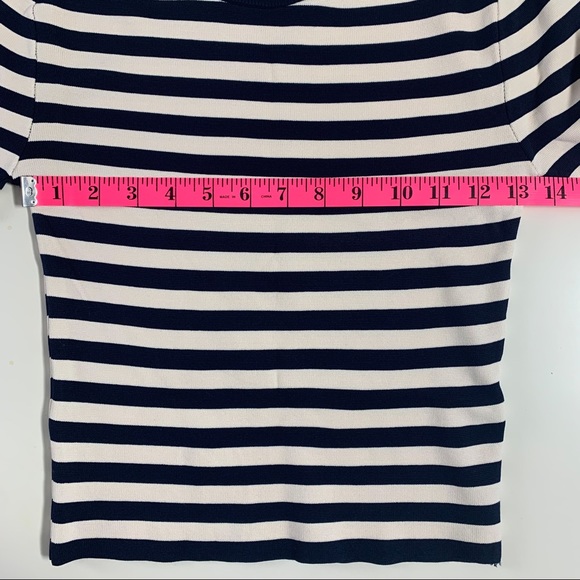 Zara navy and cream white striped king sleeve top - Picture 6 of 10
